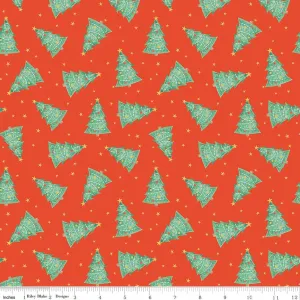 Holiday Cheer Trees Red Yardage - My Mind’s Eye | Riley Blake Designs, SKU: C13612-RED