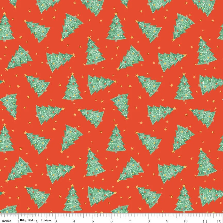 Holiday Cheer Trees Red Yardage - My Mind’s Eye | Riley Blake Designs, SKU: C13612-RED