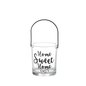 Home Sweet Home Glass Candle Holder With Handle: 3.5 X 4 Inches