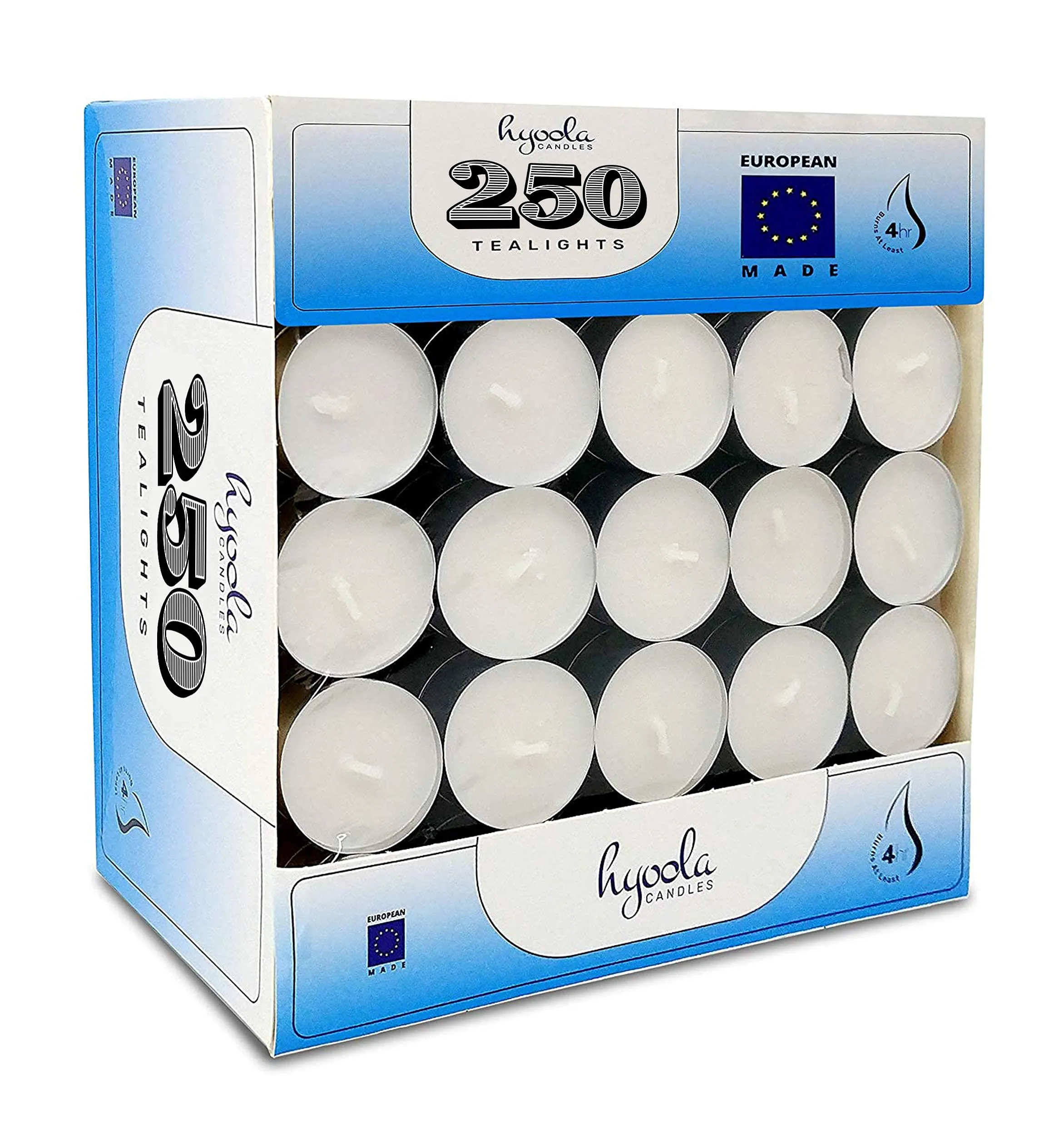 Hyoola Tea Lights Candles - 250 Bulk Candles Pack - Tea Candles Unscented- European Made Tealight Candles