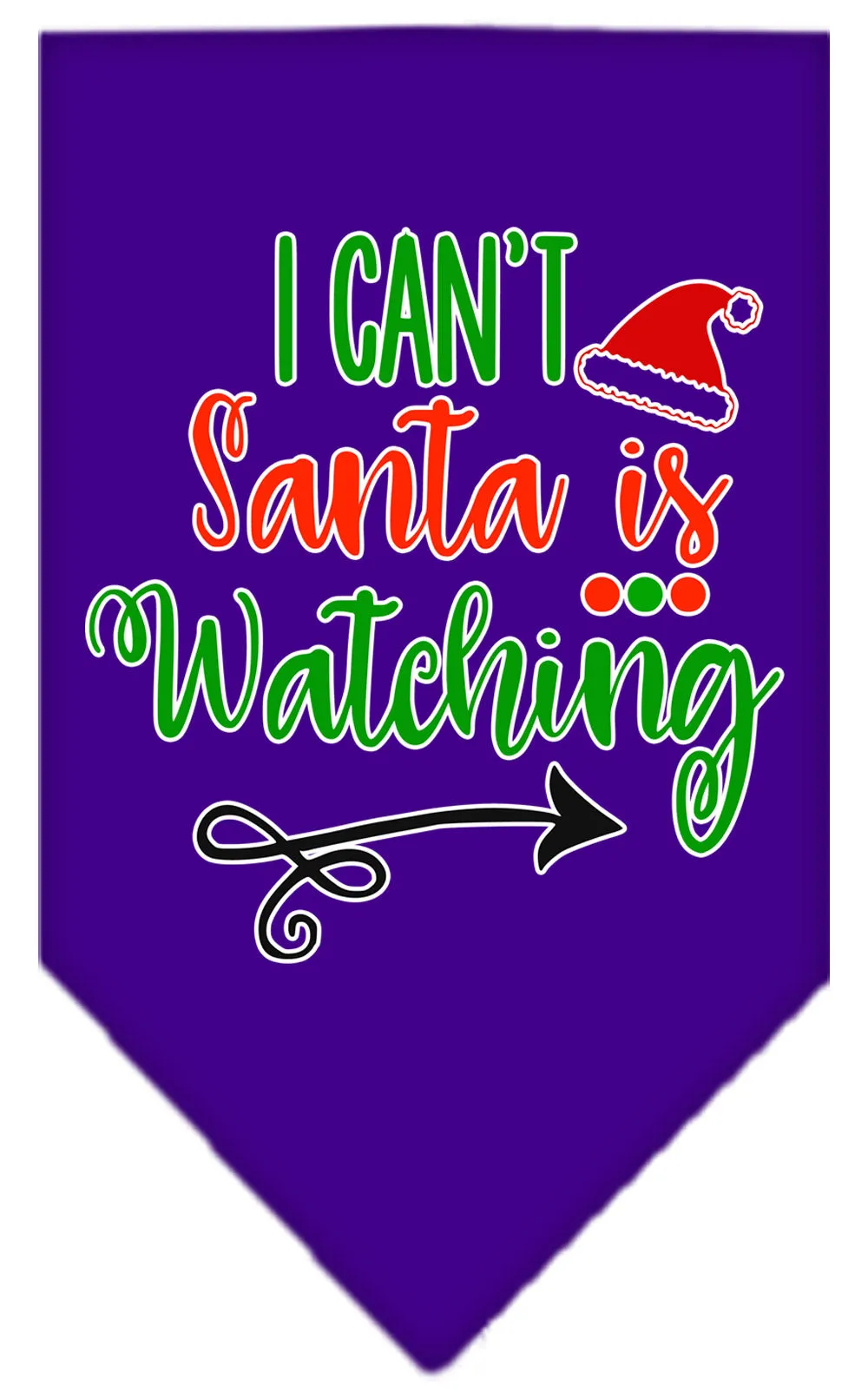 I Can't, Santa Is Watching Screen Print Bandana Purple Large