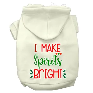 I Make Spirits Bright Screen Print Dog Hoodie Cream Xl