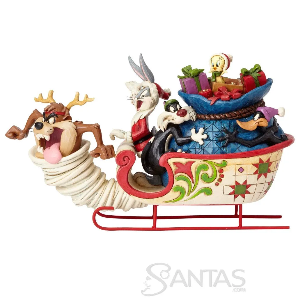 Jim Shore Looney Tunes Sleigh Ride - Festive Flight