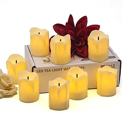 KARMBHUVI Battery Operated LED Plastic Candle Light Diwali Decoration Lights Wall Lighting Diya Decorative Lights for Home Decoration (Set of 24) Yellow