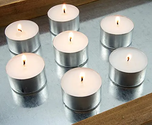 Kuber Selection 7-8 Hours Pack of 40 Pcs Long Burning Unscented Tea Light Candles, Smokeless Paraffin Tea Candles for Home, Pool, Shabbat, Weddings & Emergencies (Pack of 40 Pcs, White)