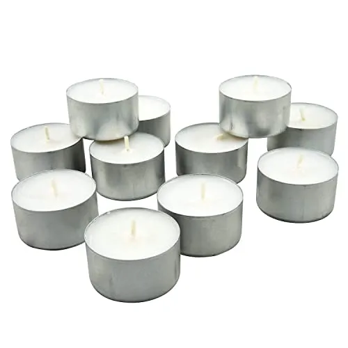 Kuber Selection 7-8 Hours Pack of 40 Pcs Long Burning Unscented Tea Light Candles, Smokeless Paraffin Tea Candles for Home, Pool, Shabbat, Weddings & Emergencies (Pack of 40 Pcs, White)