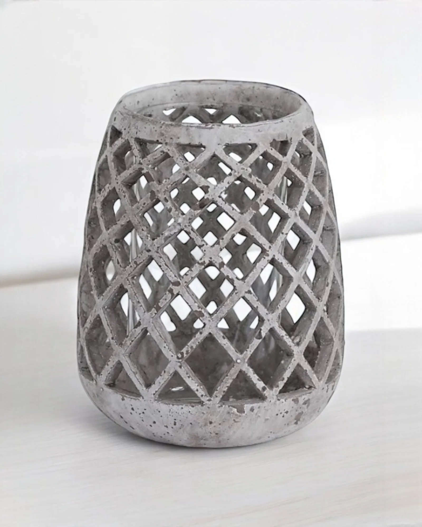 Large Conical Ceramic Lattice Hurricane Lantern