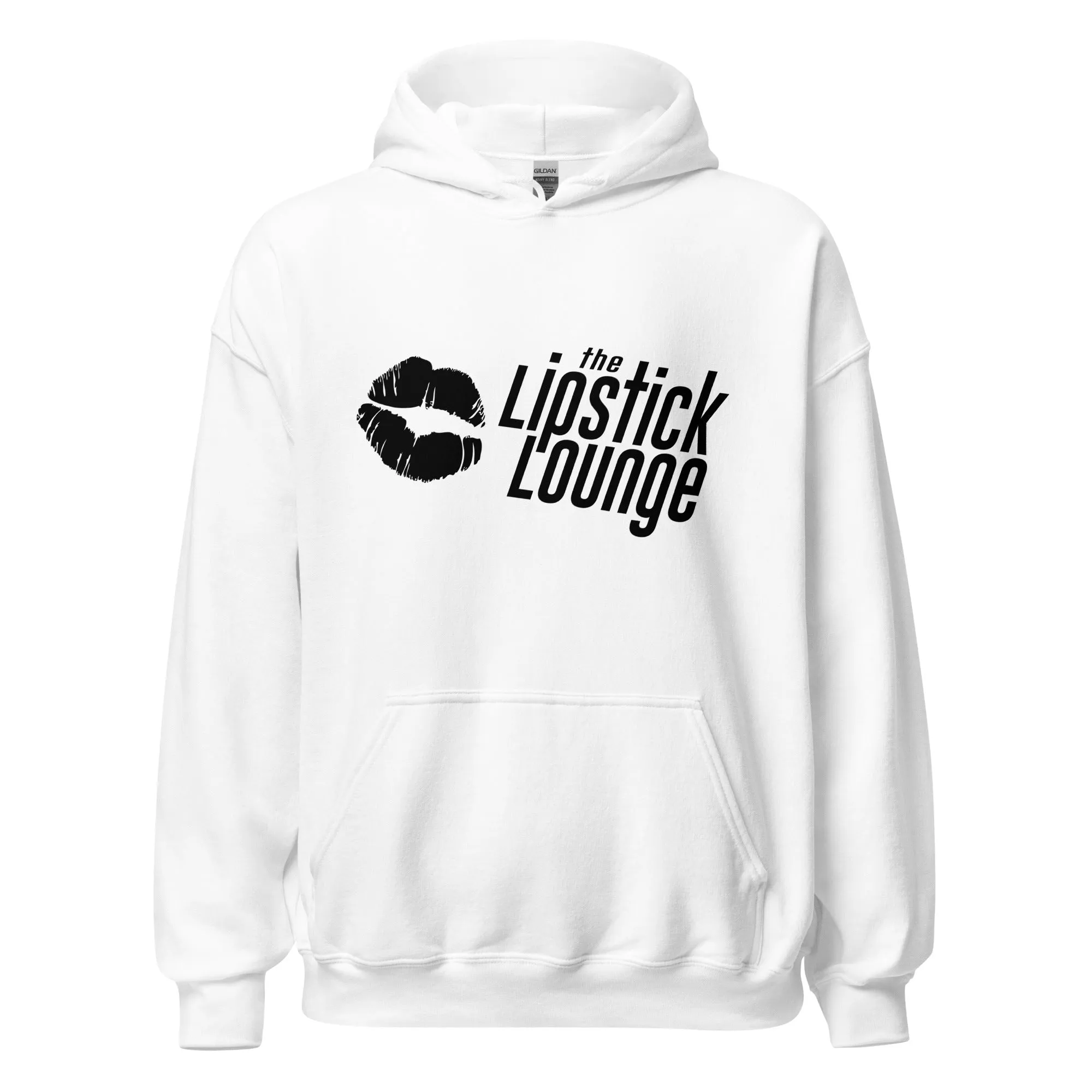 Lipstick Lounge White/Black Logo Unisex Hoodie