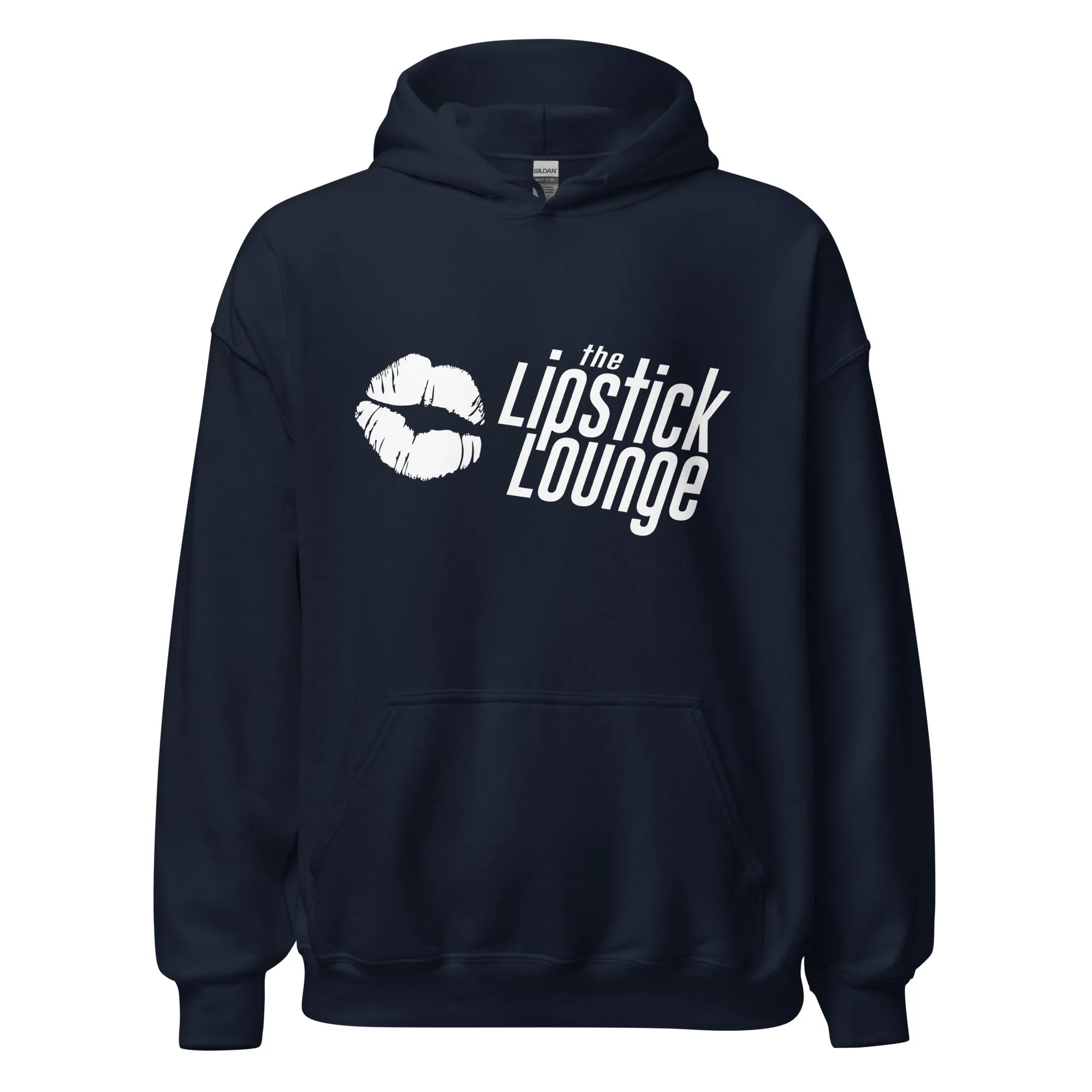 Lipstick Lounge White/Black Logo Unisex Hoodie