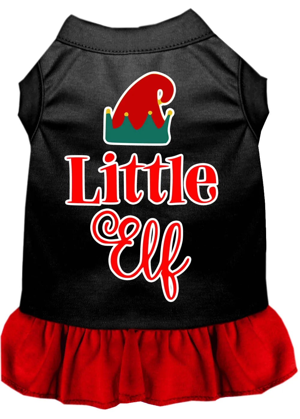 Little Elf Screen Print Dog Dress Black With Red Xxl