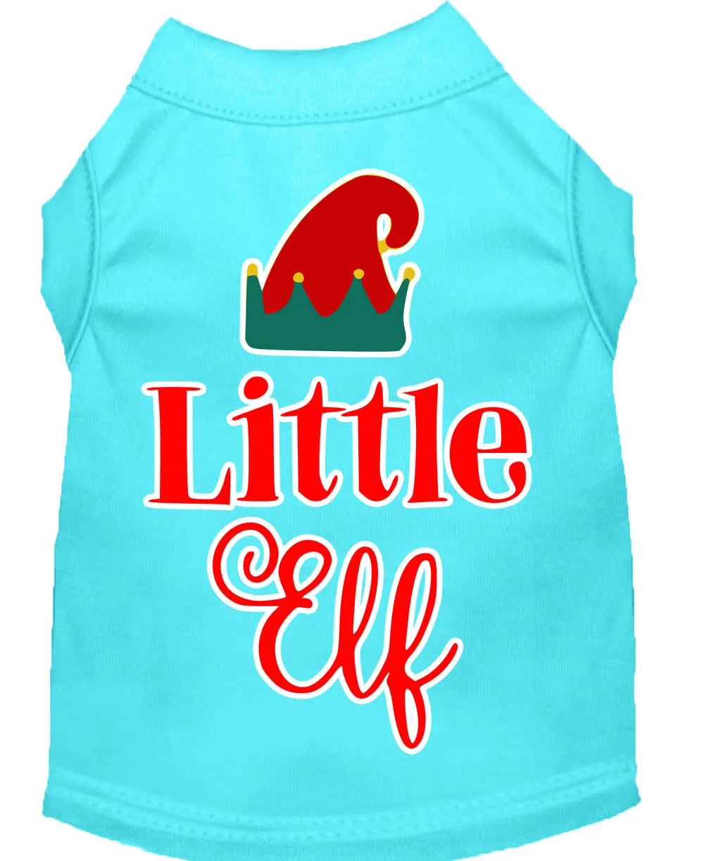 Little Elf Screen Print Dog Shirt Aqua Xl