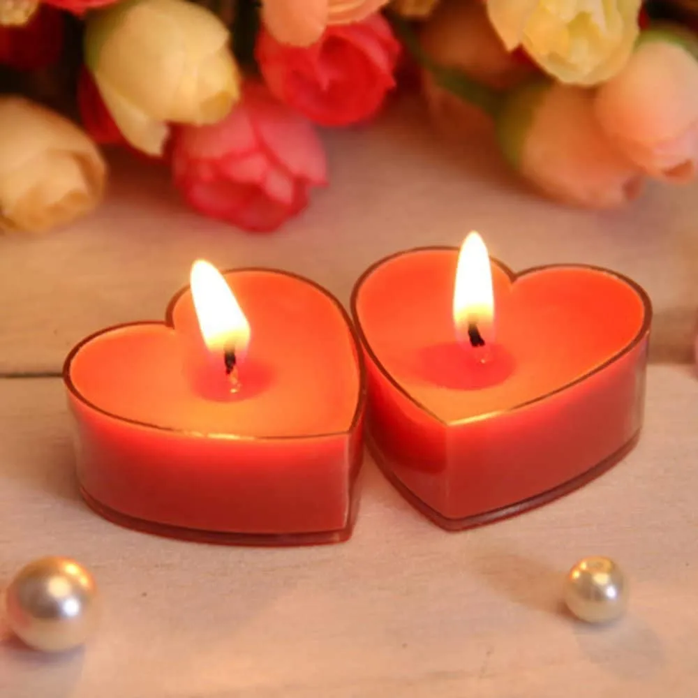 LOVYA CREATIONS -10Pcs Tealight Candles, Romantic Heart-Shaped Rose Scented Candles for Anniversary Valentine's Day Wedding Birthday Christmas Decorations (Romantic Red), Soy Wax (Pack of 24)