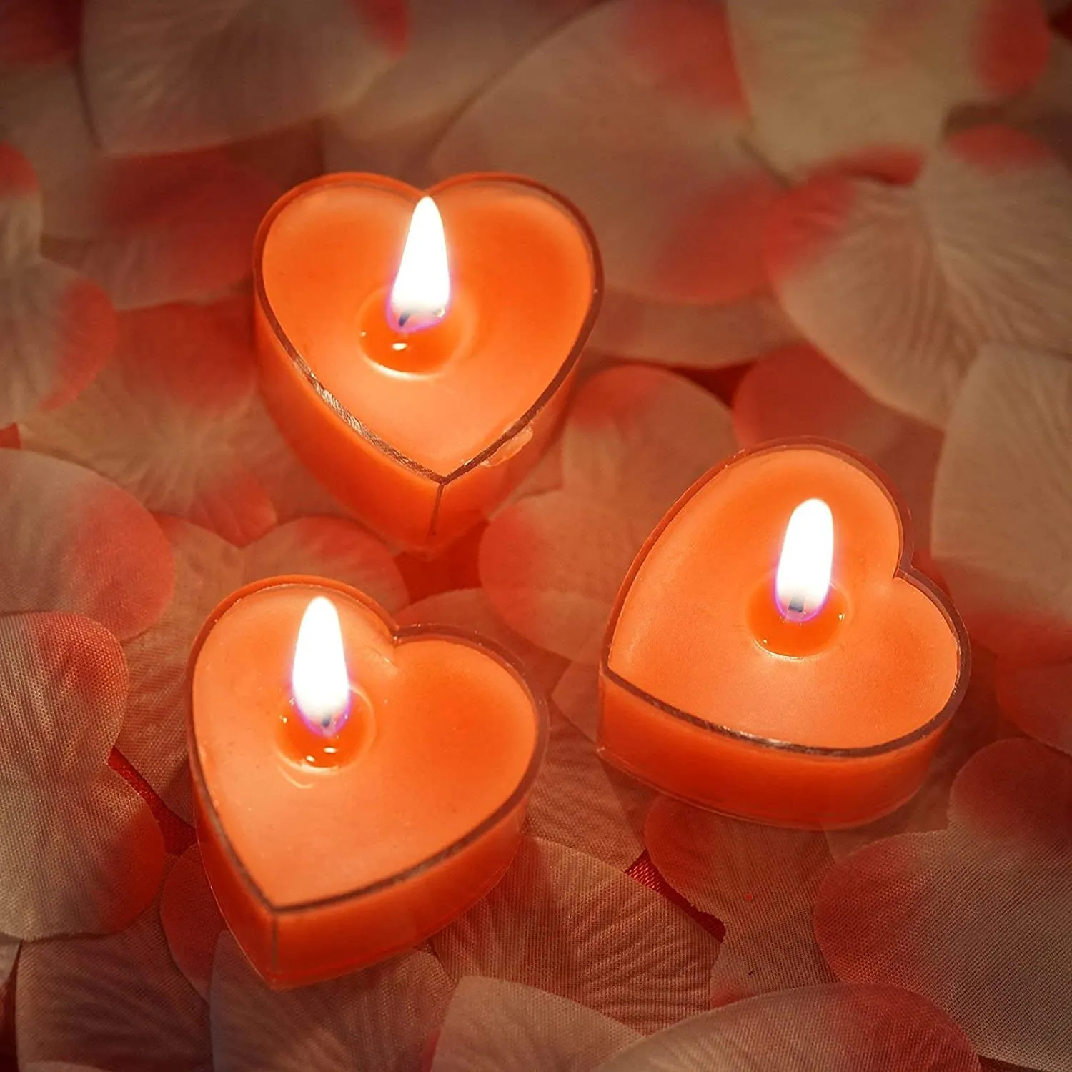 LOVYA CREATIONS -10Pcs Tealight Candles, Romantic Heart-Shaped Rose Scented Candles for Anniversary Valentine's Day Wedding Birthday Christmas Decorations (Romantic Red), Soy Wax (Pack of 24)