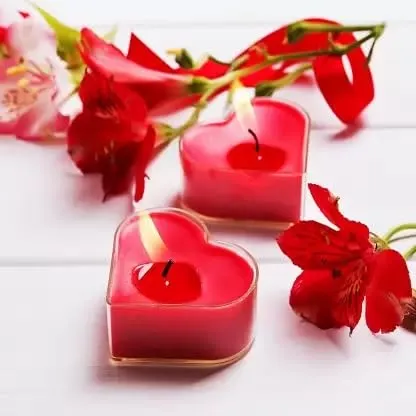 LOVYA CREATIONS -10Pcs Tealight Candles, Romantic Heart-Shaped Rose Scented Candles for Anniversary Valentine's Day Wedding Birthday Christmas Decorations (Romantic Red), Soy Wax (Pack of 24)