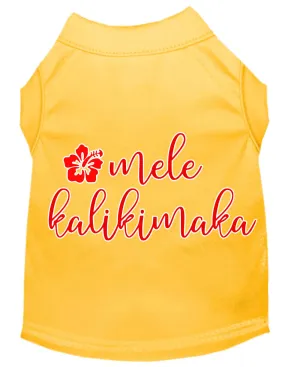 Mele Kalikimaka Screen Print Dog Shirt Yellow Med