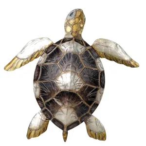 Metal & Capiz Turtle Wall Plaque