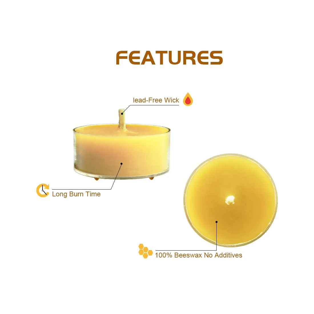 Natural Yellow Beeswax Tealight Candles - 12pcs - Organic Candle Natural Scent Smokeless Clean Burning