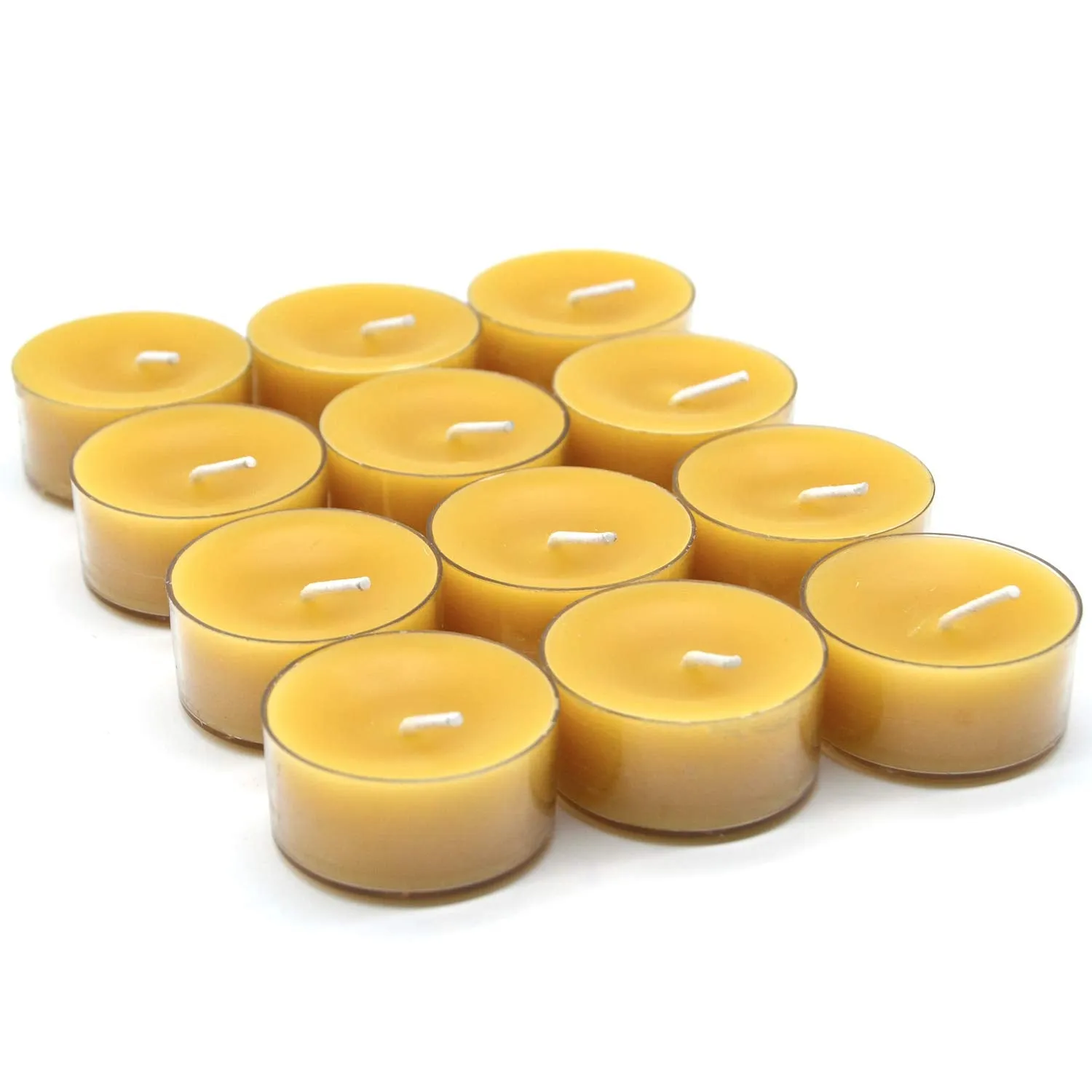 Natural Yellow Beeswax Tealight Candles - 12pcs - Organic Candle Natural Scent Smokeless Clean Burning