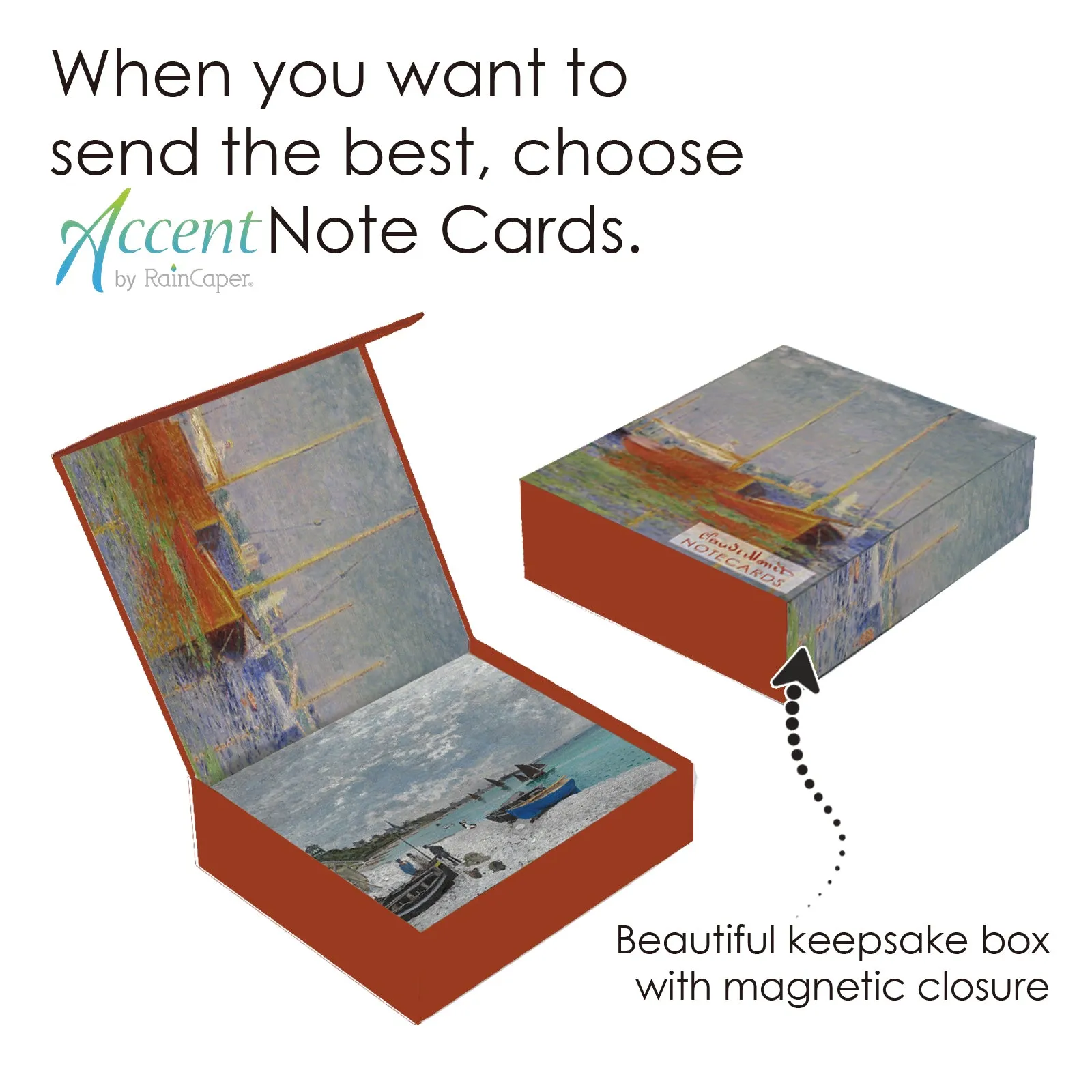 Note Cards - Monet Boats - Box of 16 Cards & Envelopes