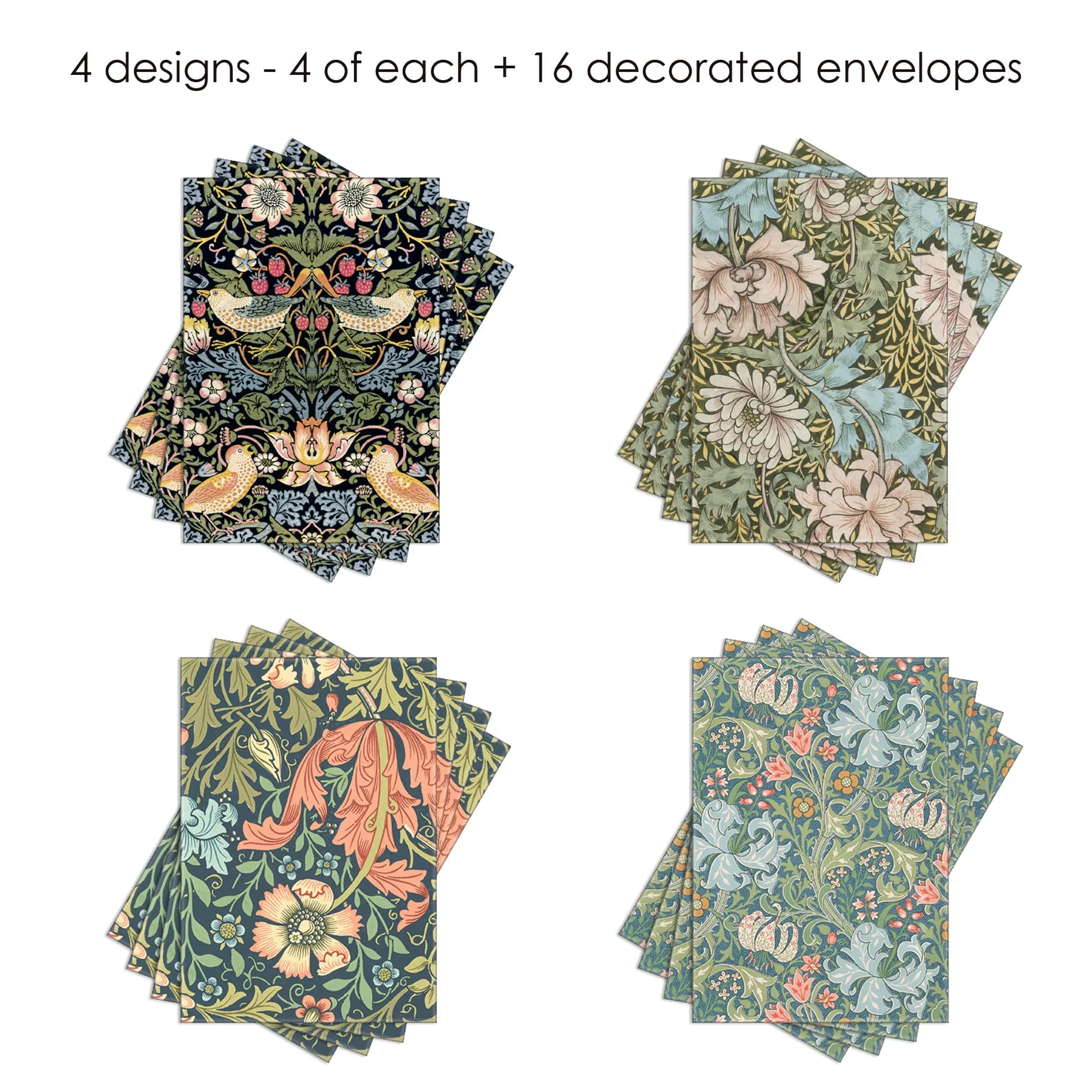 Note Cards - William Morris Favorites - Box of 16 Cards & Envelopes