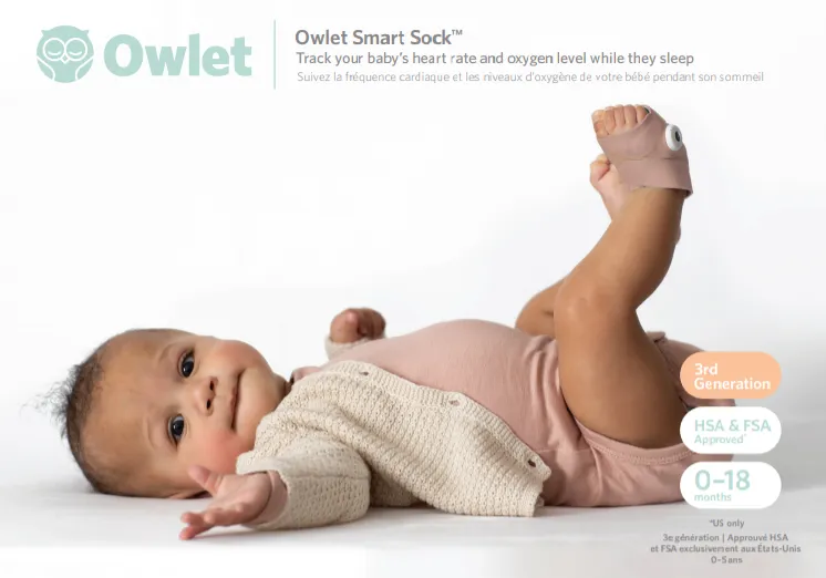 Owlet Smart Sock V3 - Dusty Rose