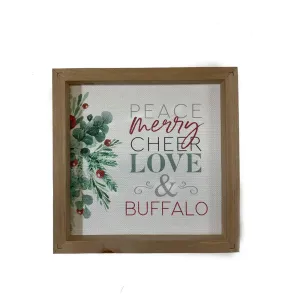 Peace, Merry, Cheer, Love, and Buffalo Wooden Sign