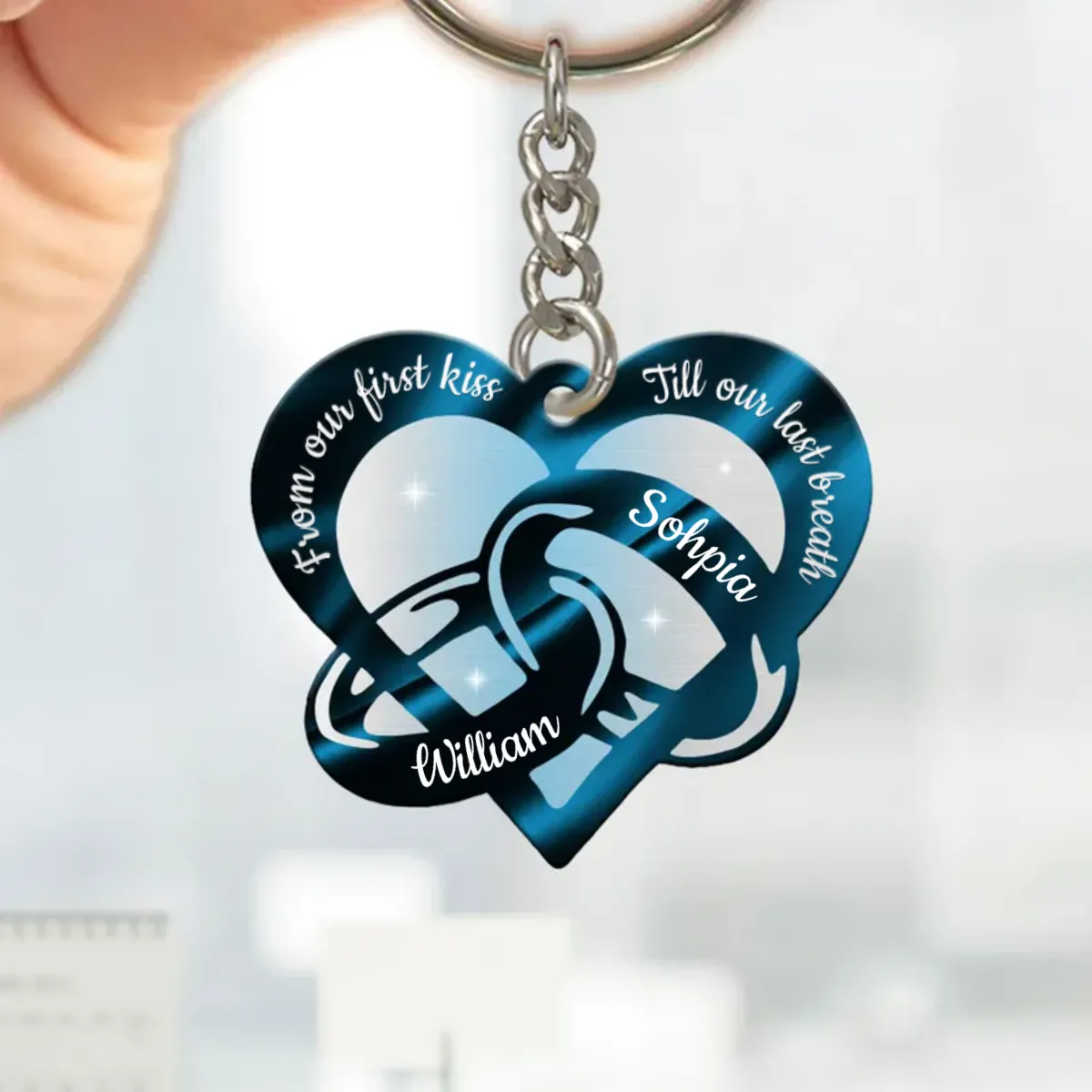 Personalized Couple Rings Heart Acrylic Shape Keychain Cute Gifts for Couples