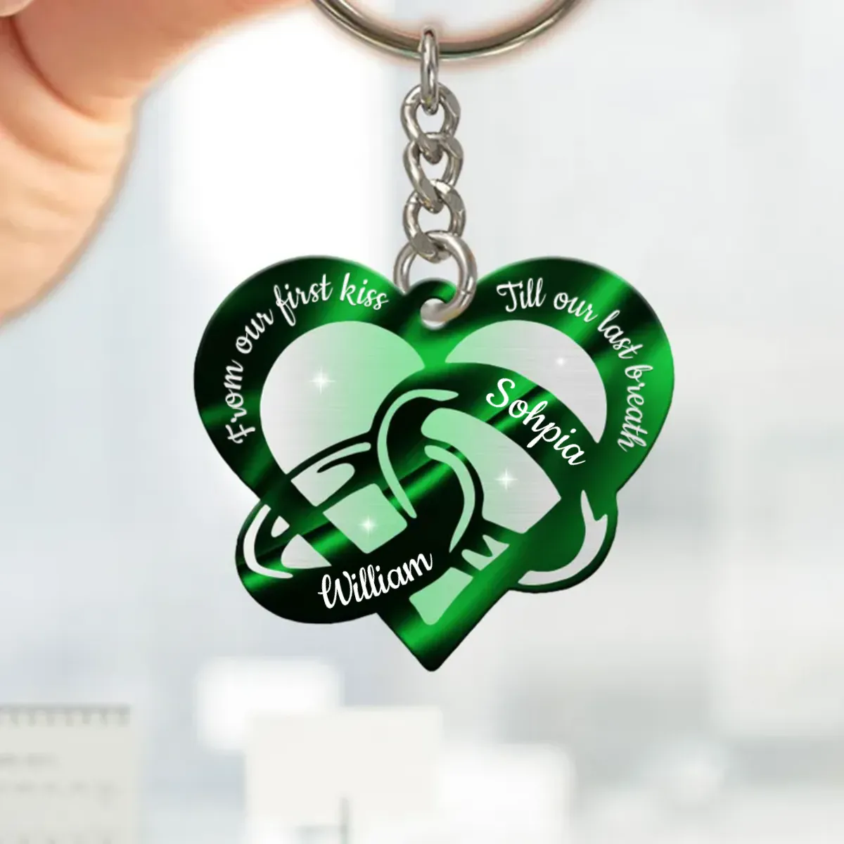 Personalized Couple Rings Heart Acrylic Shape Keychain Cute Gifts for Couples