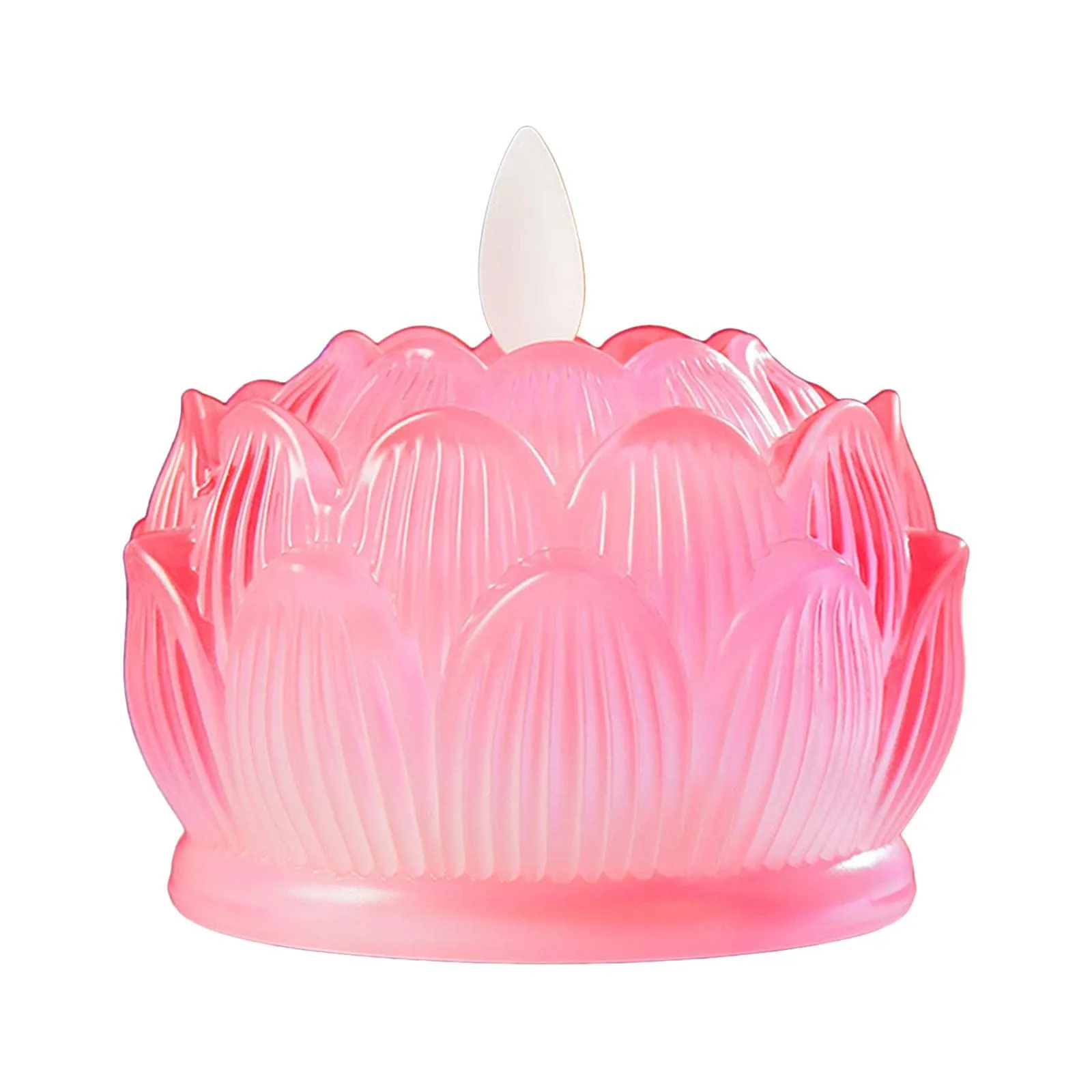 Pinakine® Pink LED Flickering Tea Lights - Lotus Design for Buddhist Worship and Festivals | Elegant Home & Garden Decorative Lighting