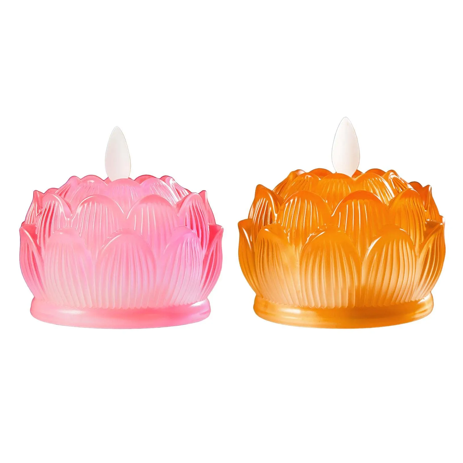 Pinakine® Pink LED Flickering Tea Lights - Lotus Design for Buddhist Worship and Festivals | Elegant Home & Garden Decorative Lighting