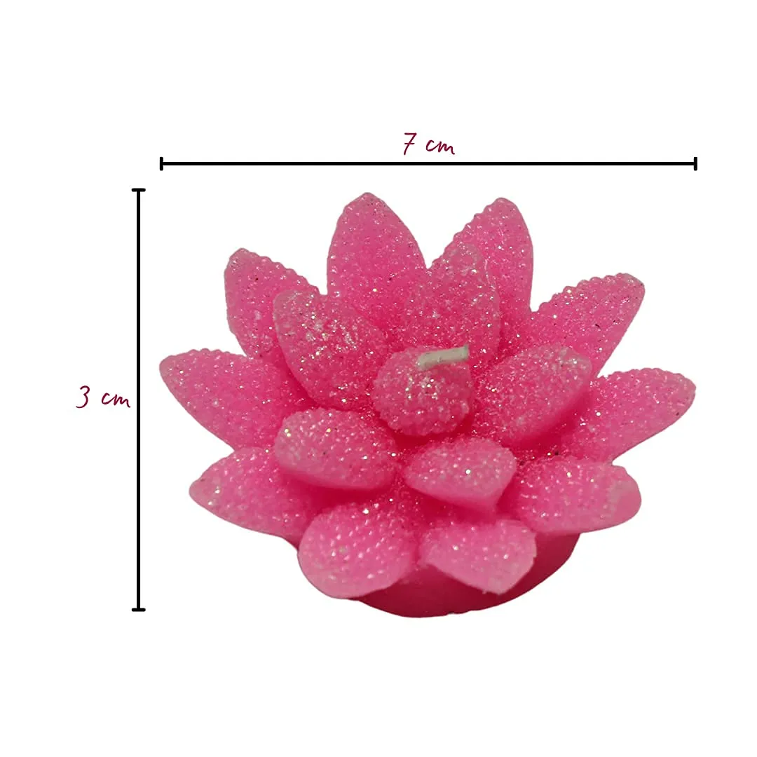 Pujahome Scented Flower Shape Floating Smokeless Tea Light Candles for Living Room Dining Room Home Diwali Decoration Home Decoration Christmas Festivals (Pink, Pack of 6)