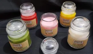 Pure Source India 3 Oz Glass Jar Candles, Pack of 5 (Scented - Lavender, Lemon Grass, Jasmine, Sandalwood & Rose) Burn Time 18 to 20 Hrs