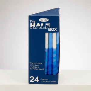 "the Half Box" 24-pack Chanukah Candles,handcrafted Bl/wh,giftbox