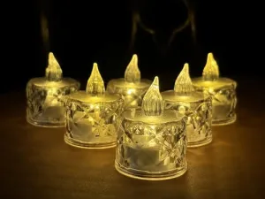 Sajo Fashion Flameless and Smokeless Decorative Crystal Candles Transparent Acrylic Led Tea Light Candle for Valentines Decoration (12 Pcs)