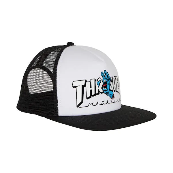 Santa Cruz X Thrasher Screaming Logo Trucker Hat- White/Black