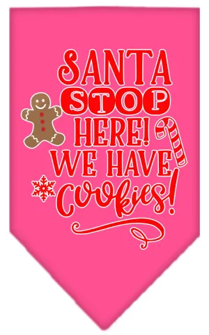 Santa, We Have Cookies Screen Print Bandana Bright Pink Large