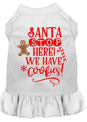 Santa, We Have Cookies Screen Print Dog Dress White Xl