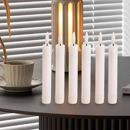 SAZ DEKOR 6X LED Pillar Candles Decor Flameless Candles for Holiday Halloween New Year White