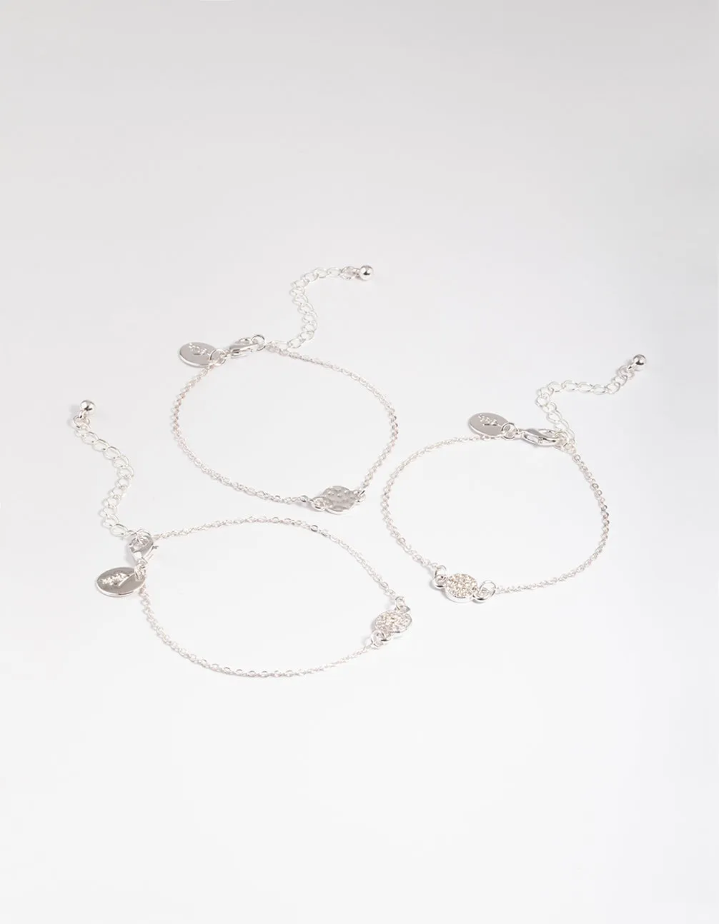 Silver Classic Diamante Circle Bracelet Pack