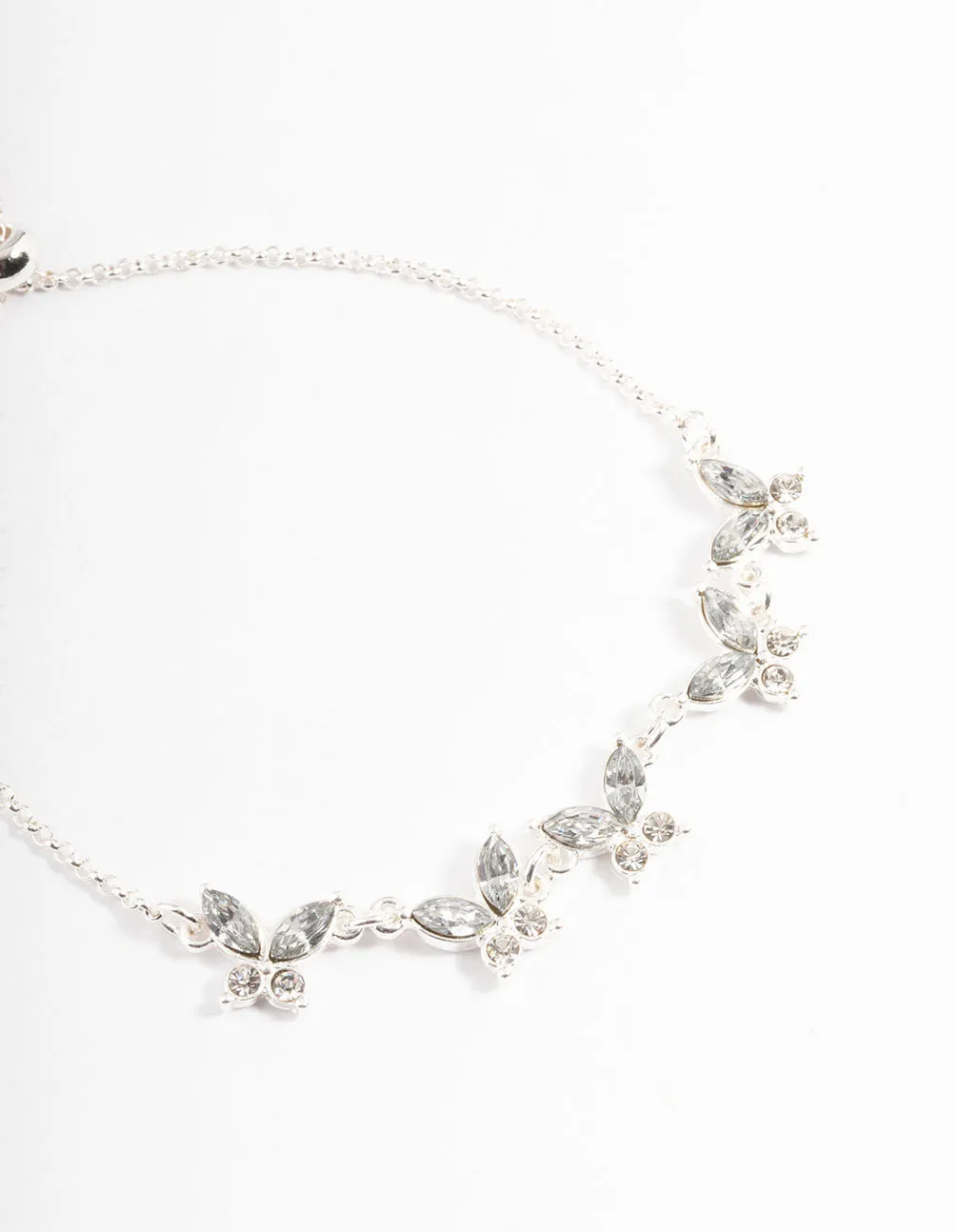 Silver Diamante Butterfly Toggle Bracelet