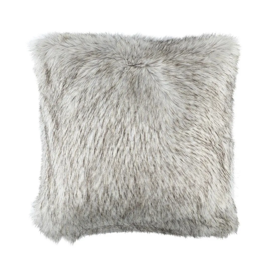 Silver Faux Fur Euro Pillow by Lili Alessandra