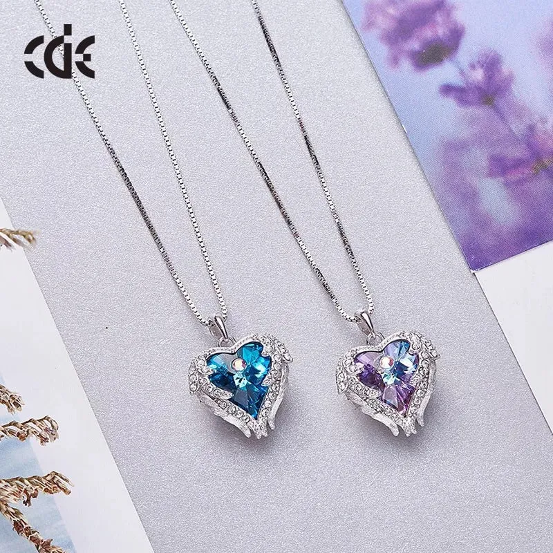 Sterling silver heart of the ocean sapphire necklace