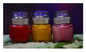 Tedz Candles Glass Jar Aroma Candles for Home Decoration, Gifting, House,Birthday, Diwali, Festival Decorative Candles_(Multicolor-Pack of 3)