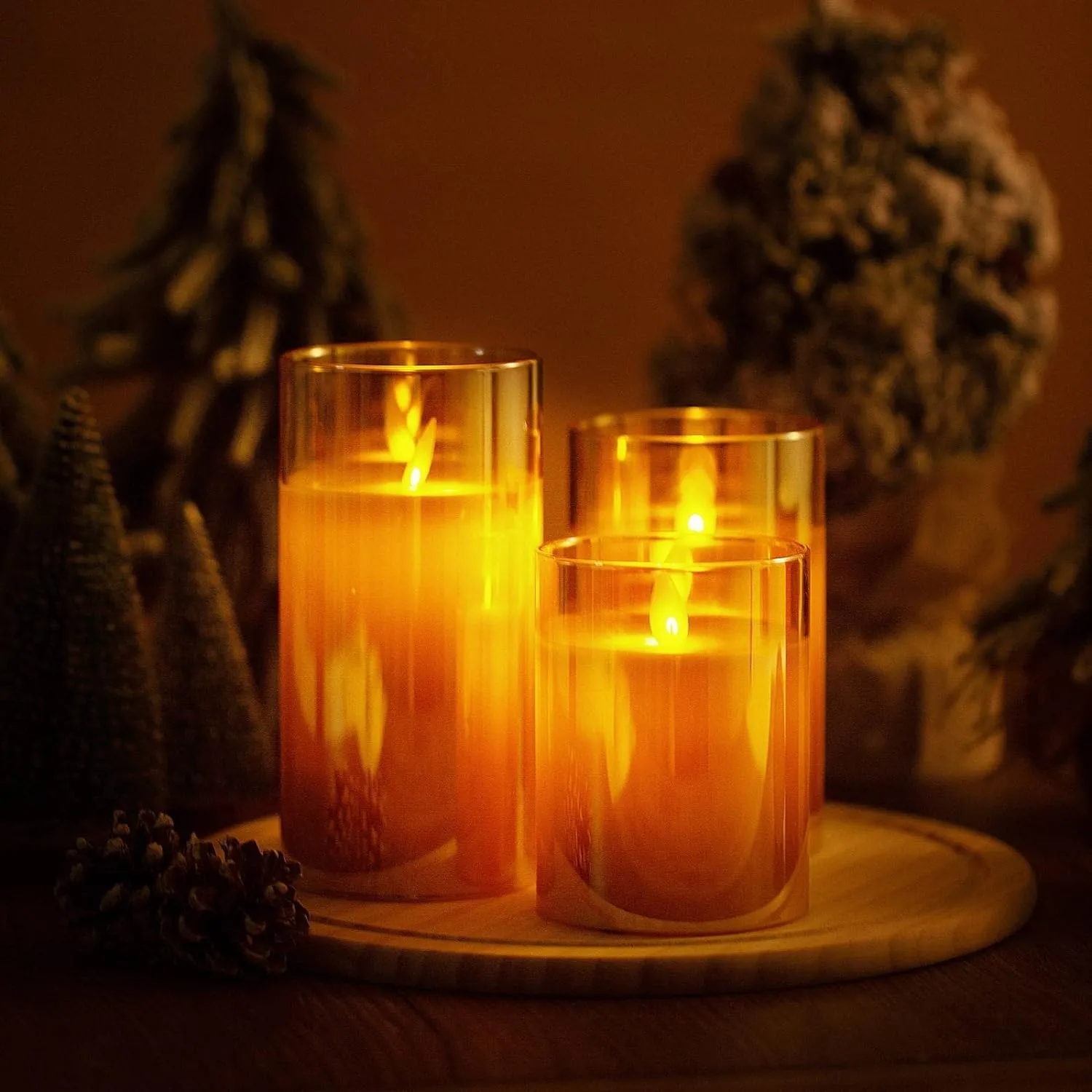 The Decor Affair 3 Pcs Battery-Operated Flameless Candles with Remote Timer, Authentic Real Wax, and Mesmerizing Dancing Faux Wick - Ideal for Unforgettable Home and Wedding Decor Ambiance