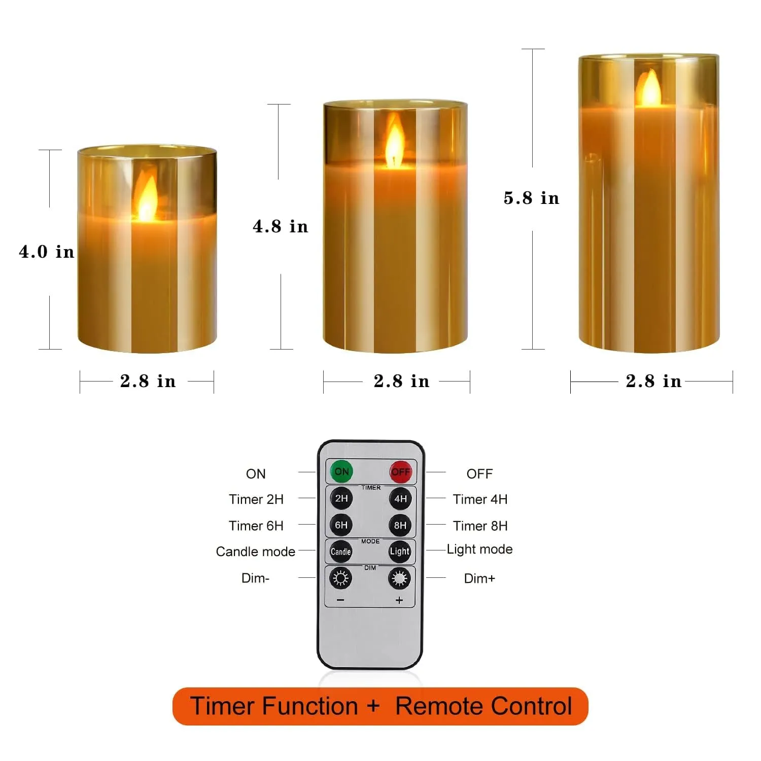 The Decor Affair 3 Pcs Battery-Operated Flameless Candles with Remote Timer, Authentic Real Wax, and Mesmerizing Dancing Faux Wick - Ideal for Unforgettable Home and Wedding Decor Ambiance