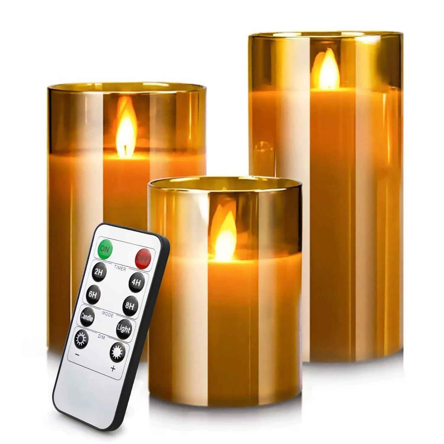 The Decor Affair 3 Pcs Battery-Operated Flameless Candles with Remote Timer, Authentic Real Wax, and Mesmerizing Dancing Faux Wick - Ideal for Unforgettable Home and Wedding Decor Ambiance