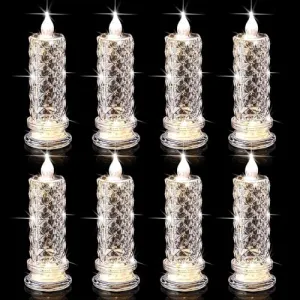 The Decor Affair Rose Shadow Flameless Candles - 2.5x7 Inches of Mesmerizing Flickering LED Magic - Crystal Pillar Candles with Batteries for Creating (8)