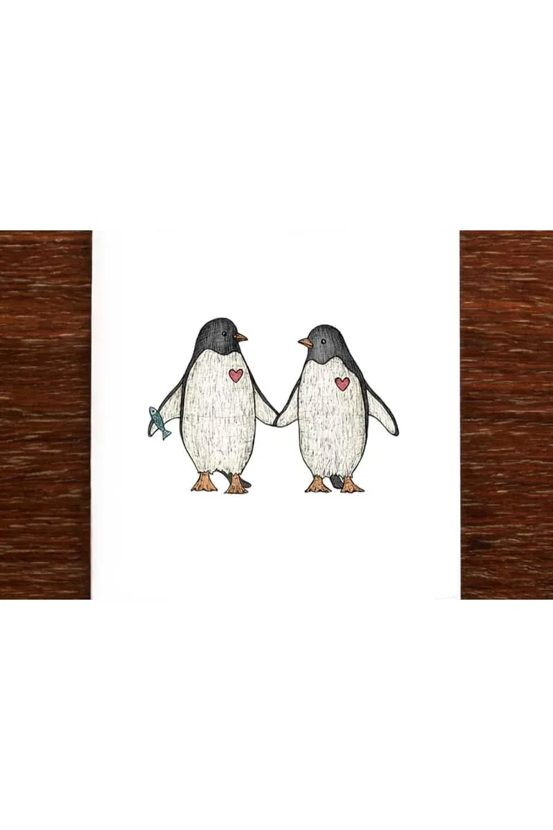 The Nonsense Maker - Greeting Card - Penguin Love