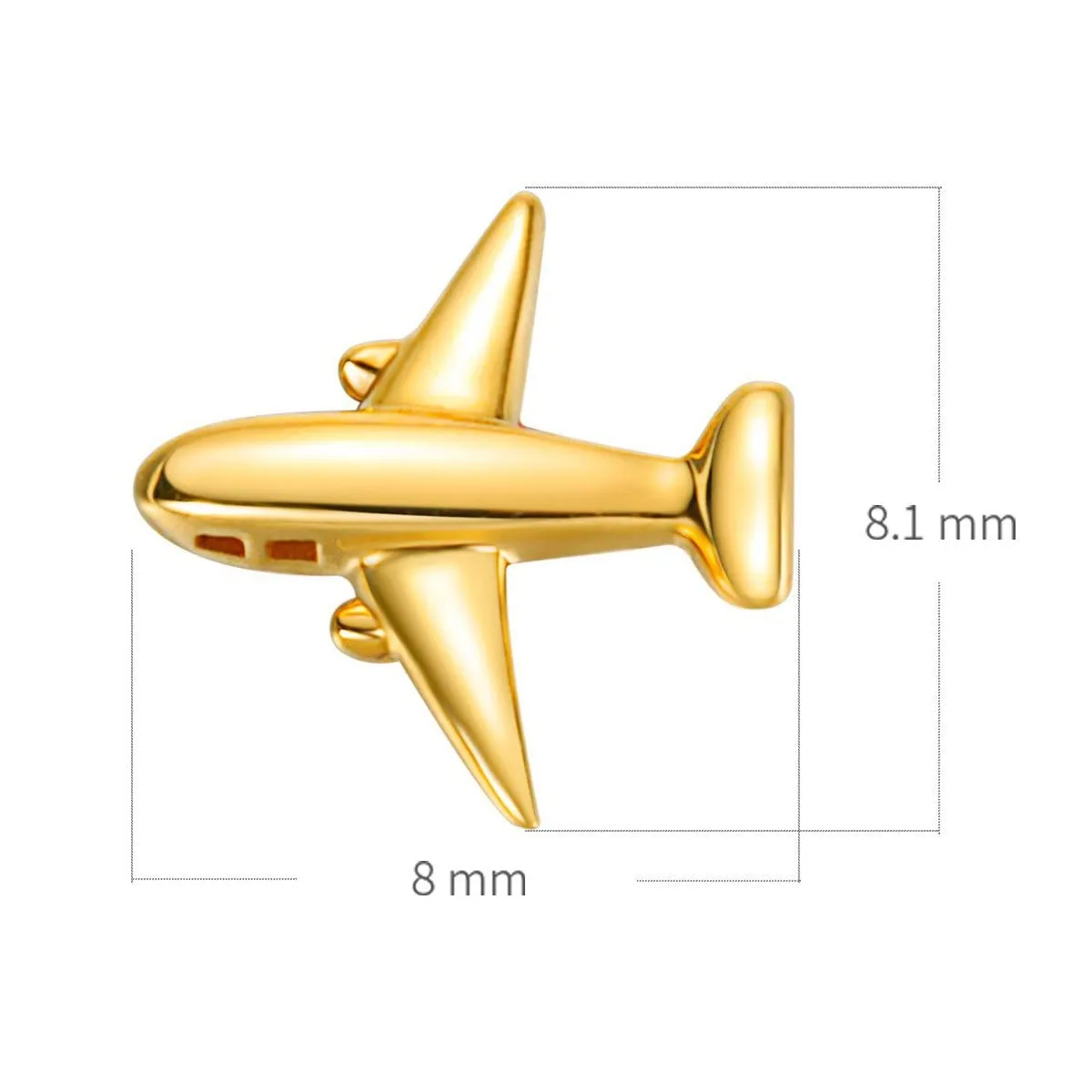 Tiny Airplane 18K Yellow Gold Stud Earrings