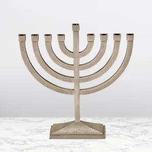 Traditional Menorah,hammered Aluminum,pwter Finish,8.5"x8.5",box